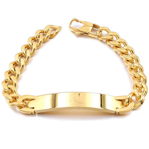 Men's Stainless Steel Link Chain Bracelet ID Bangle Cuban Jewelry