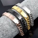 Men's Stainless Steel Link Chain Bracelet ID Bangle Cuban Jewelry