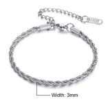 Stainless Steel Braided Rope Chain Bracelet 16cm with 5cm Extender