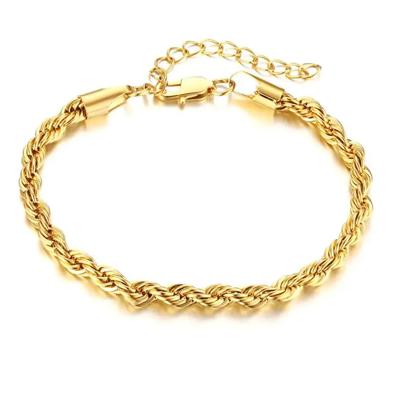 Stainless Steel Braided Rope Chain Bracelet 16cm with 5cm Extender