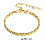 Stainless Steel Braided Rope Chain Bracelet 16cm with 5cm Extender