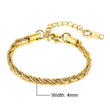 Stainless Steel Braided Rope Chain Bracelet 16cm with 5cm Extender