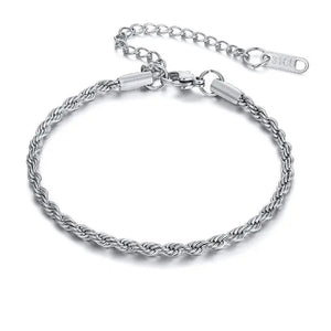 Stainless Steel Braided Rope Chain Bracelet 16cm with 5cm Extender