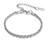 Stainless Steel Braided Rope Chain Bracelet 16cm with 5cm Extender