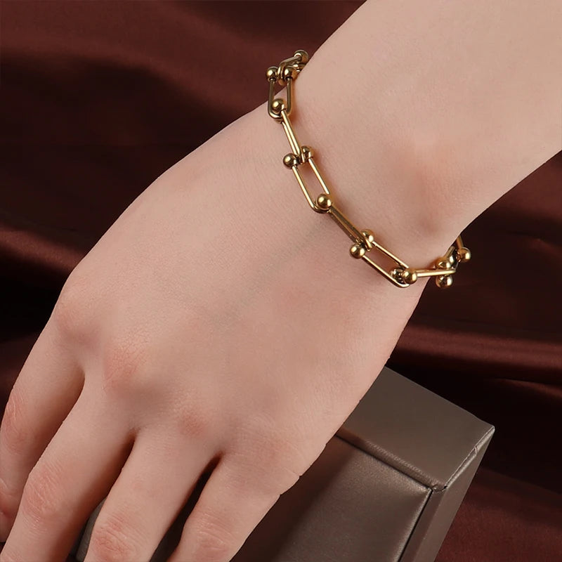Women's Stainless Steel Chain Bracelet Vintage Party Jewelry
