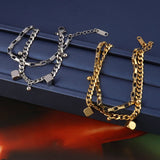 Stainless Steel Bracelet Geometric Punk Bead Charms Chain Bracelet