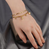 Stainless Steel Bracelet Geometric Punk Bead Charms Chain Bracelet