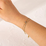 Stainless Steel Golden Double Chain Bracelet Jewelry Gift