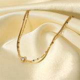 Stainless Steel Golden Double Chain Bracelet Jewelry Gift