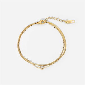 Stainless Steel Golden Double Chain Bracelet Jewelry Gift