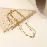Stainless Steel Golden Double Chain Bracelet Jewelry Gift