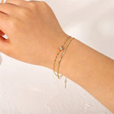 Stainless Steel Golden Double Chain Bracelet Jewelry Gift