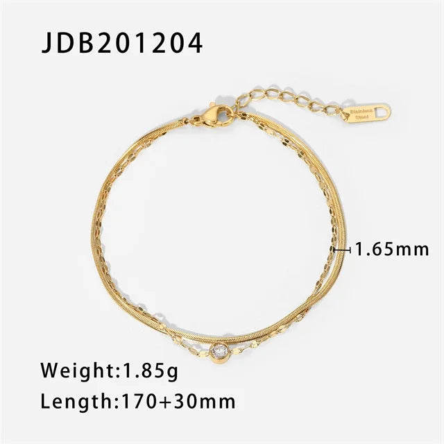 Stainless Steel Golden Double Chain Bracelet Jewelry Gift