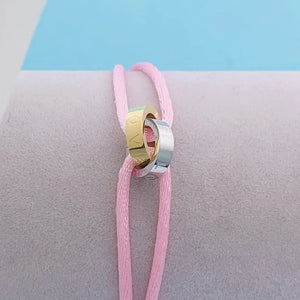 Stainless Steel LOVE Ribbon Lace Up Chain Bracelet for Women