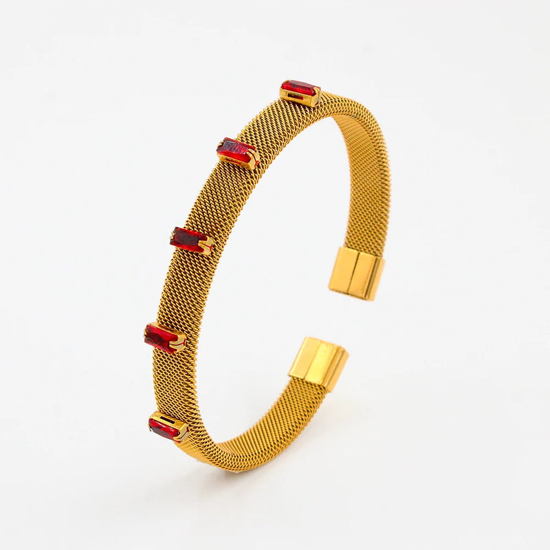 Stainless Steel Bracelet Crown Crystals Love Bangles for Women