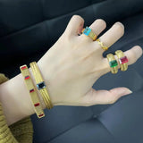 Stainless Steel Bracelet Crown Crystals Love Bangles for Women