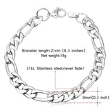 Men's Gun/Gold 9MM Stainless Steel Bracelet Rock Pulseira Masculina