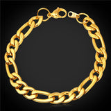 Men's Gun/Gold 9MM Stainless Steel Bracelet Rock Pulseira Masculina