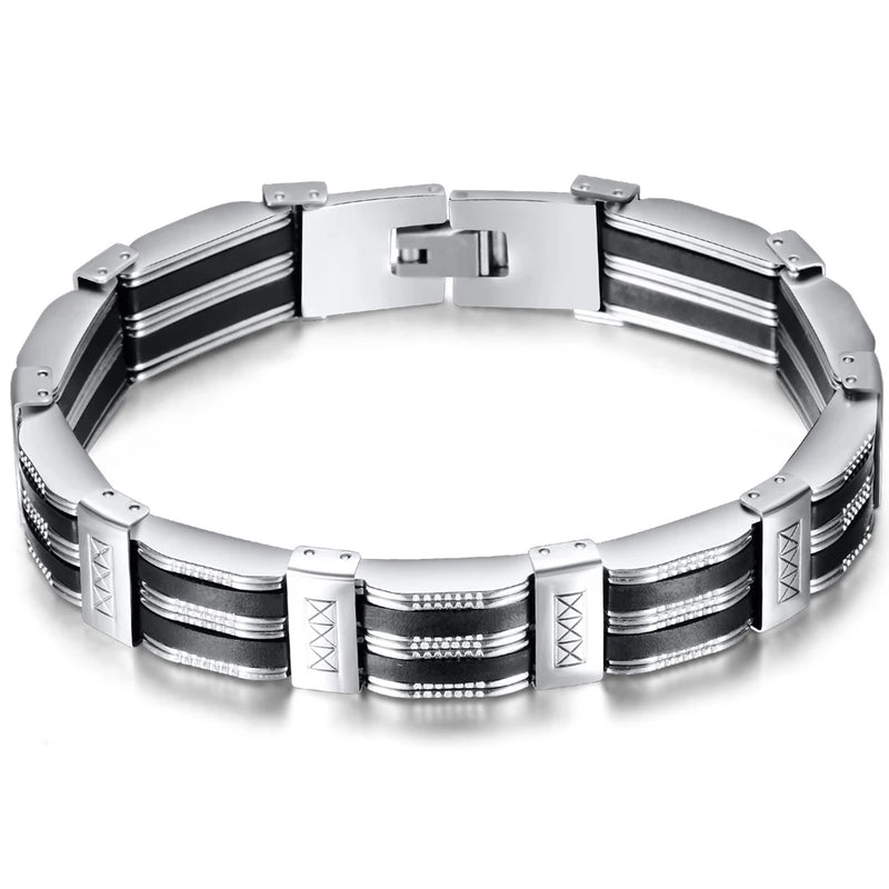 Stainless Steel Bracelet Rudder Silicone Link Insert Wristband
