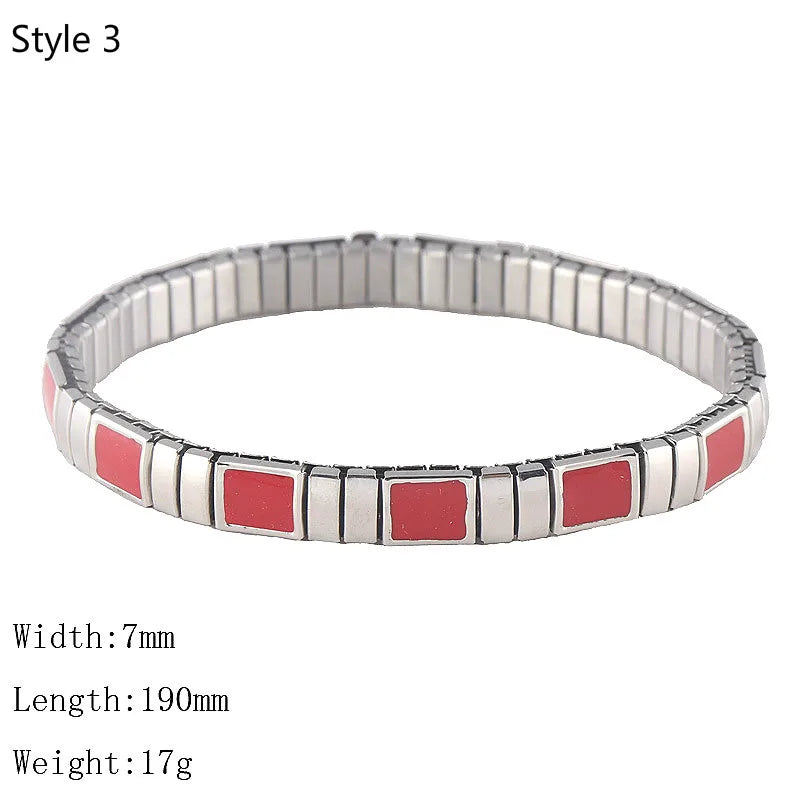 Stainless Steel Slim Metal Chain Style Italian Charms Bracelet