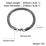 Stainless Steel Snake Chain Bracelet for Men Women
