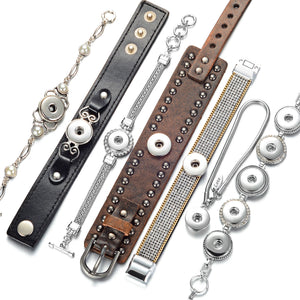 Snap Button Stainless Steel Bracelet for Women Men