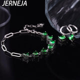 Stainless Steel Bracelet Emerald Heart 5A Zircon Women's Jewelry