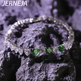 Stainless Steel Bracelet Emerald Heart 5A Zircon Women's Jewelry