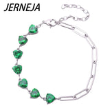 Stainless Steel Bracelet Emerald Heart 5A Zircon Women's Jewelry