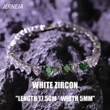 Stainless Steel Bracelet Emerald Heart 5A Zircon Women's Jewelry