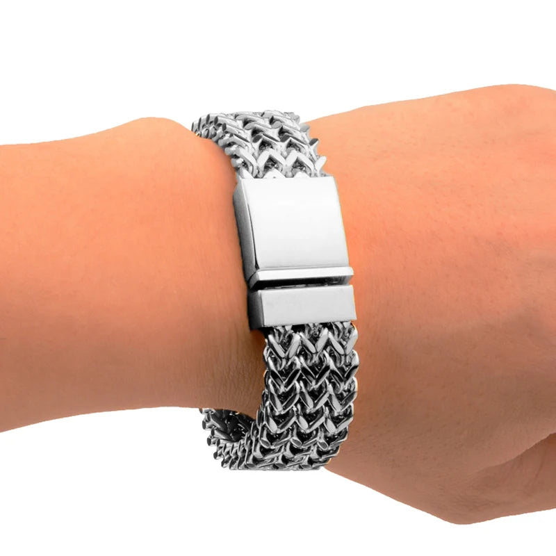 Men's Stainless Steel Bracelet Woven Texture Bayonet Mechanical Punk Hip-hop