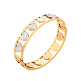 Crystal Hearts Charm Bangle Stainless Steel Bracelet for Women