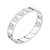 Crystal Hearts Charm Bangle Stainless Steel Bracelet for Women