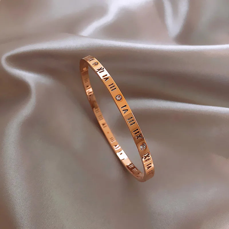 Roman Numeral Stainless Steel Bracelet for Women