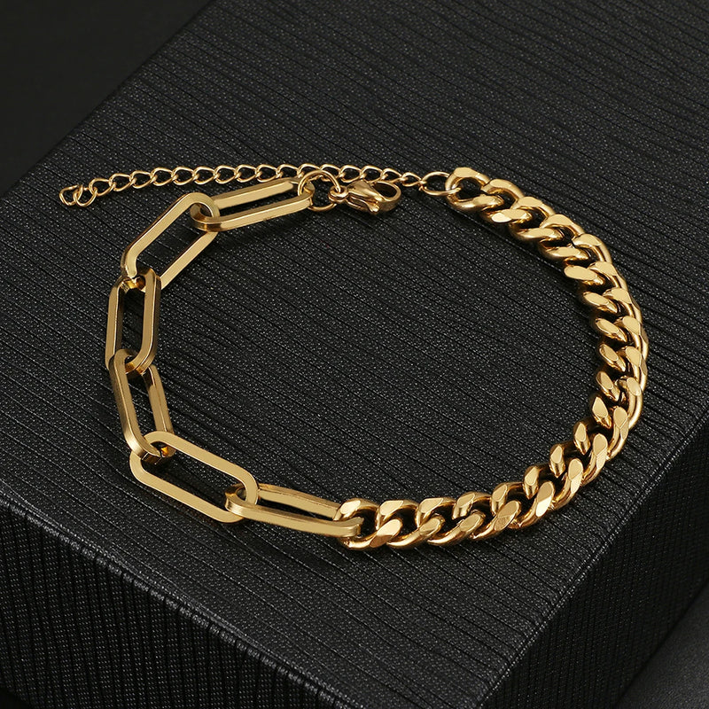 Stainless Steel Paperclip Link Chain Bracelet