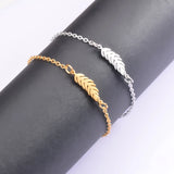 Stainless Steel Branches and Leaves Slider Bracelet