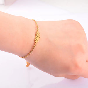 Stainless Steel Branches and Leaves Slider Bracelet