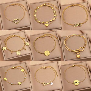 Stainless Steel Bracelet Infinity Heart Pendant Women's Jewelry Mother's Gift