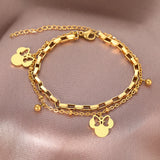 Anime Bow Mouse Pendant Layer Chain Bracelet for Women