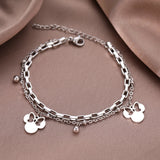 Anime Bow Mouse Pendant Layer Chain Bracelet for Women