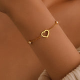 Heart Charm Stainless Steel Bracelet Crystal Zircon Women Jewelry