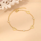 Heart Charm Stainless Steel Bracelet Crystal Zircon Women Jewelry