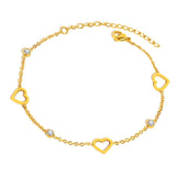 Heart Charm Stainless Steel Bracelet Crystal Zircon Women Jewelry
