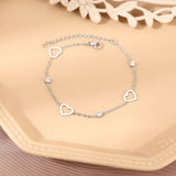Heart Charm Stainless Steel Bracelet Crystal Zircon Women Jewelry