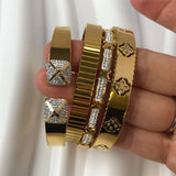 Stainless Steel Bracelets Golden Love Crystal Wedding