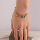 Stainless Steel Women's Bangle Bracelet Charms Jewelry