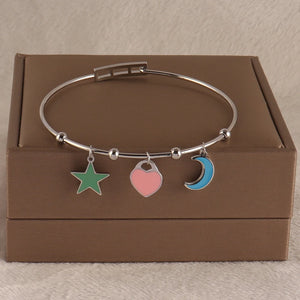 Stainless Steel Women's Bangle Bracelet Charms Jewelry