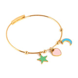 Stainless Steel Women's Bangle Bracelet Charms Jewelry