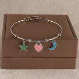 Stainless Steel Women's Bangle Bracelet Charms Jewelry
