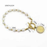 Stainless Steel Logo Pearl Link Human Head Graphics Link Bracelet Bangles